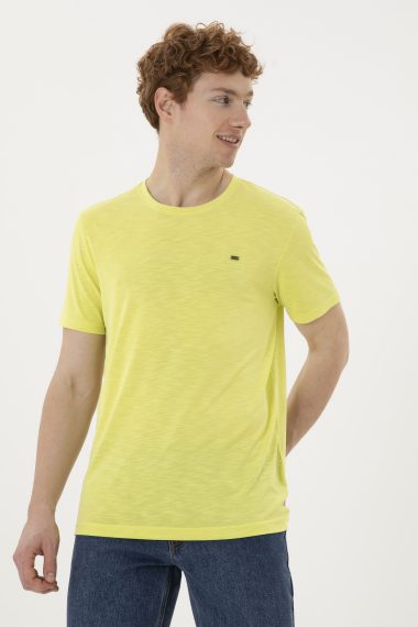 تی شرت یقه گرد یقه گرد سبز پسته ای  رگولار آستین کوتاه مردانه یو اس پولو | US POLO ASSN