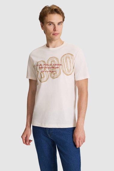تی شرت یقه گرد  سفید  رگولار  مردانه یو اس پولو | US POLO ASSN