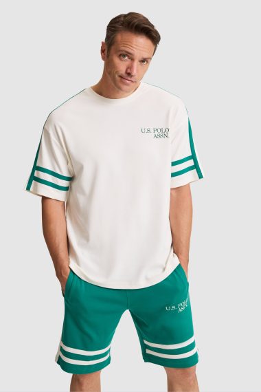 تی شرت یقه گرد  کرمی  ریلکس  مردانه یو اس پولو | US POLO ASSN