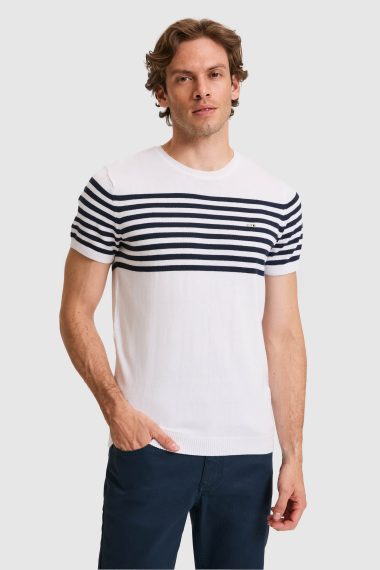 تی شرت یقه گرد  سفید  اندامی  مردانه یو اس پولو | US POLO ASSN