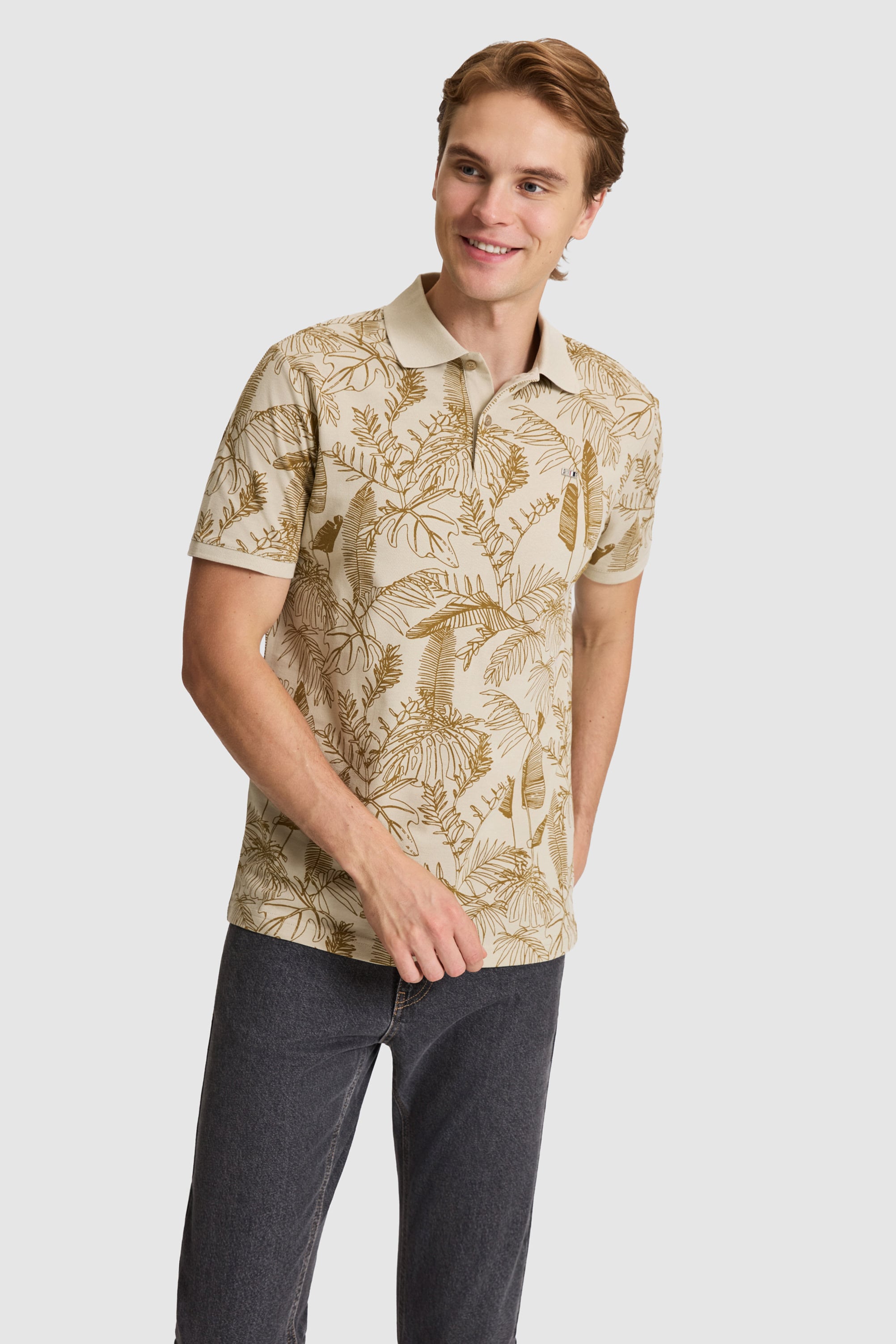 تی شرت خاکی روشن رگولار مردانه یو اس پولو | US POLO ASSN