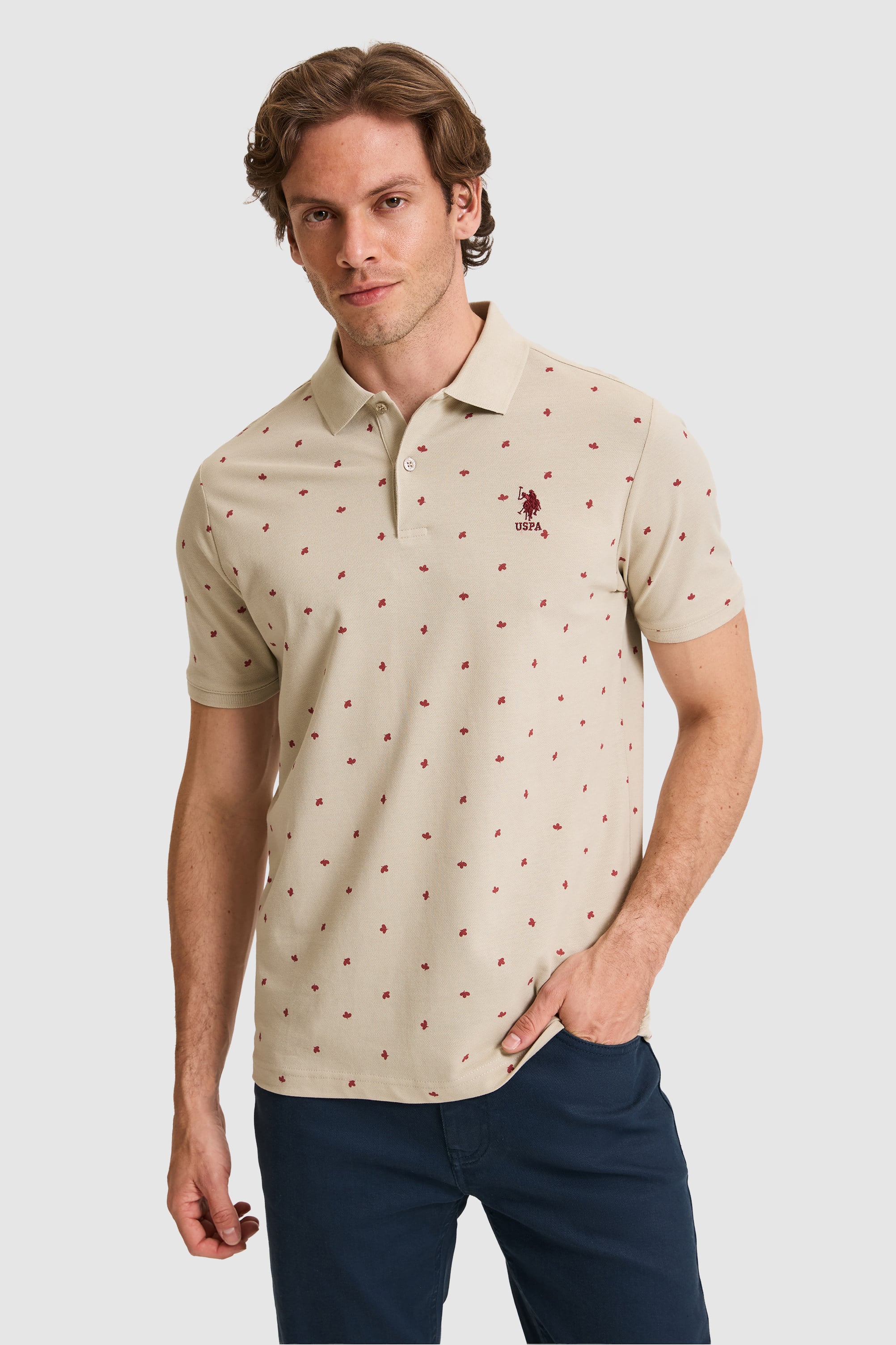 پولوشرت خاکی روشن رگولار مردانه یو اس پولو | US POLO ASSN