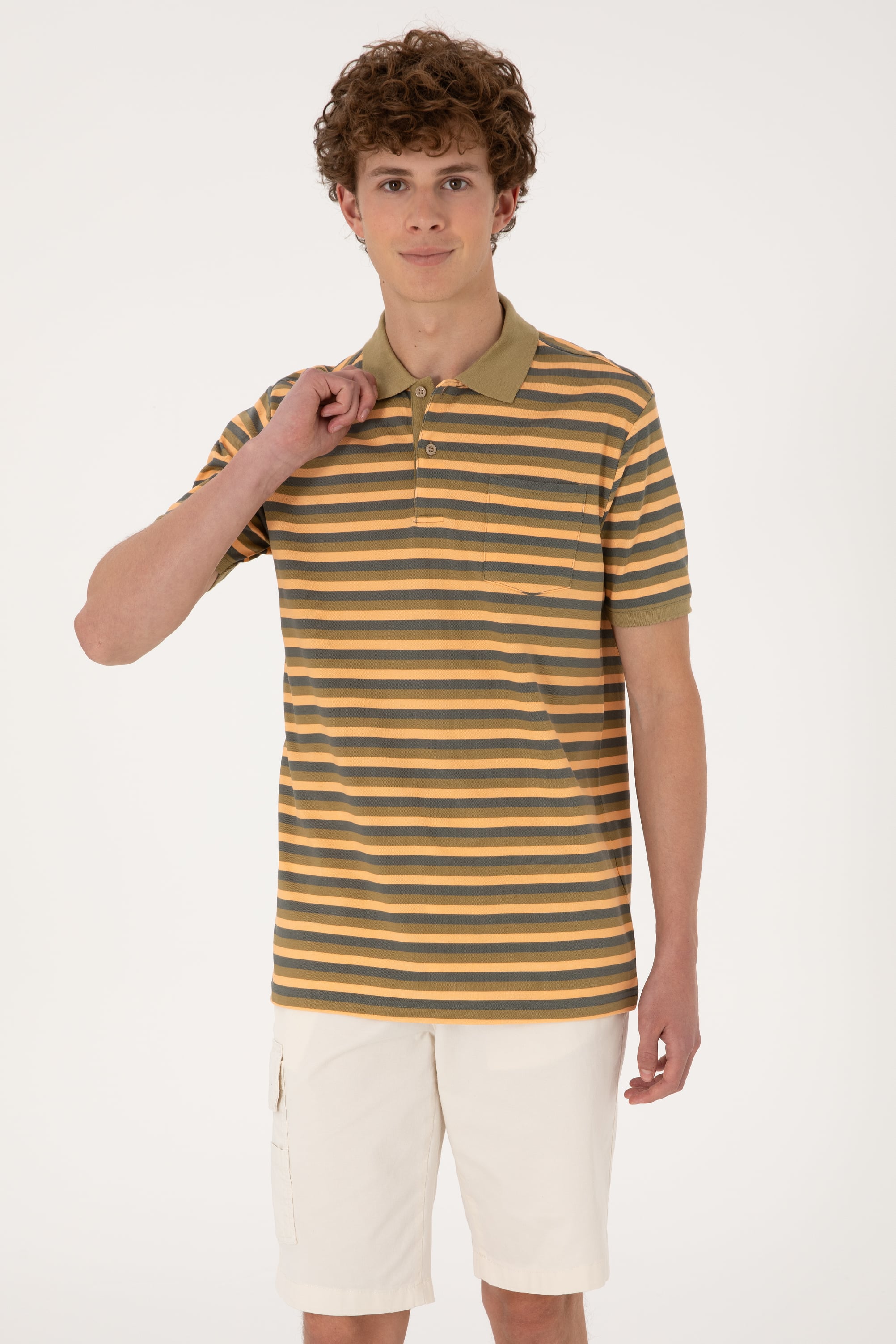پولوشرت یقه پولو خاکی رگولار مردانه یو اس پولو | US POLO ASSN