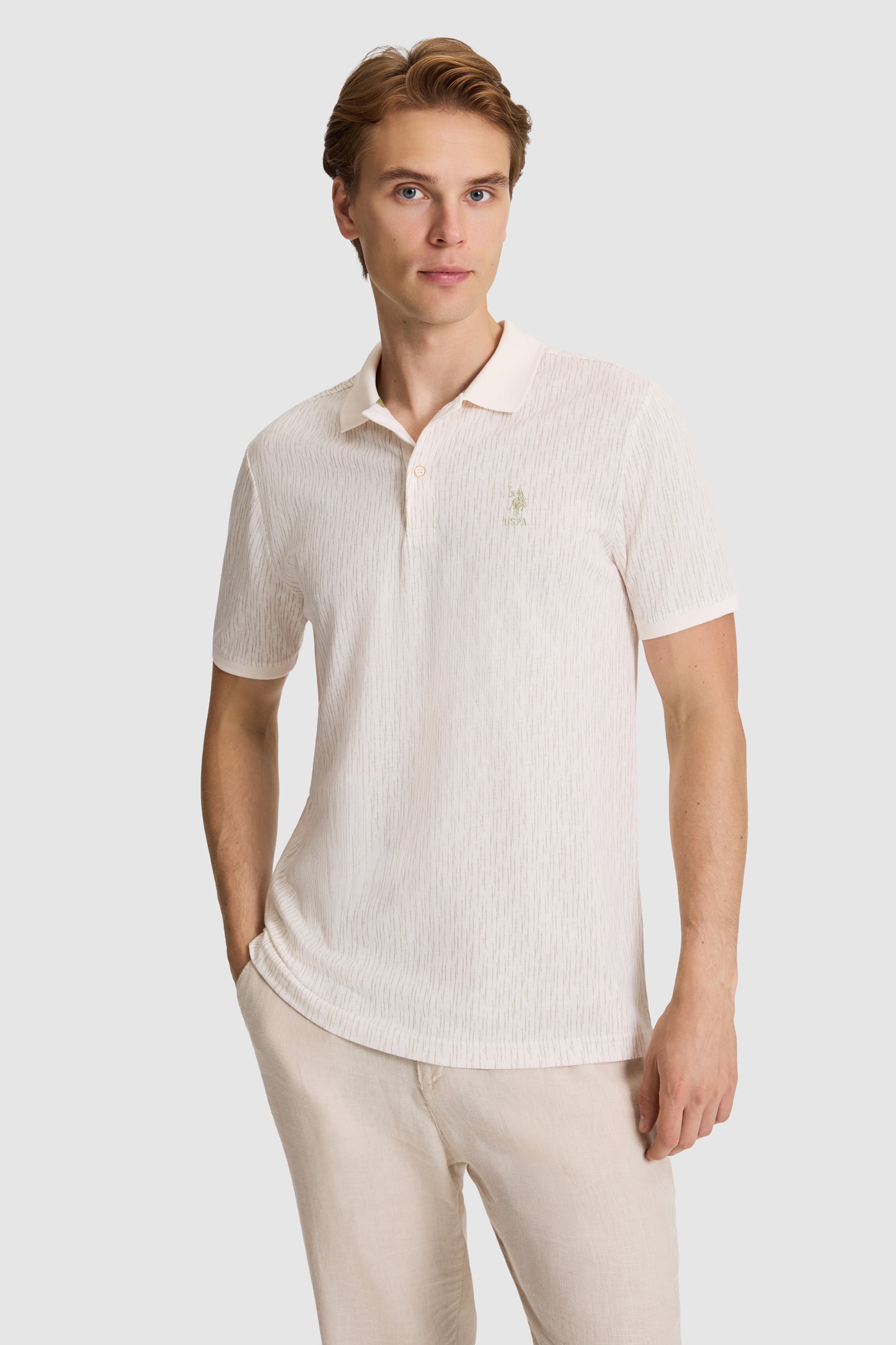 پولوشرت خاکی روشن رگولار مردانه یو اس پولو | US POLO ASSN