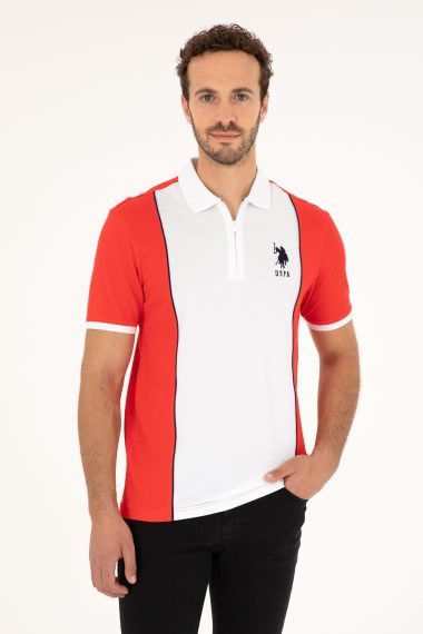 پولوشرت یقه پولو قرمز  رگولار آستین کوتاه مردانه یو اس پولو | US POLO ASSN