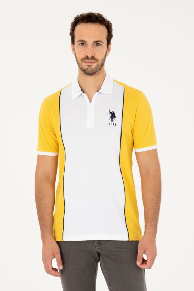 پولوشرت یقه پولو زعفرانی  رگولار آستین کوتاه مردانه یو اس پولو | US POLO ASSN