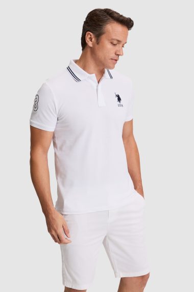 پولوشرت  سفید  اندامی  مردانه یو اس پولو | US POLO ASSN