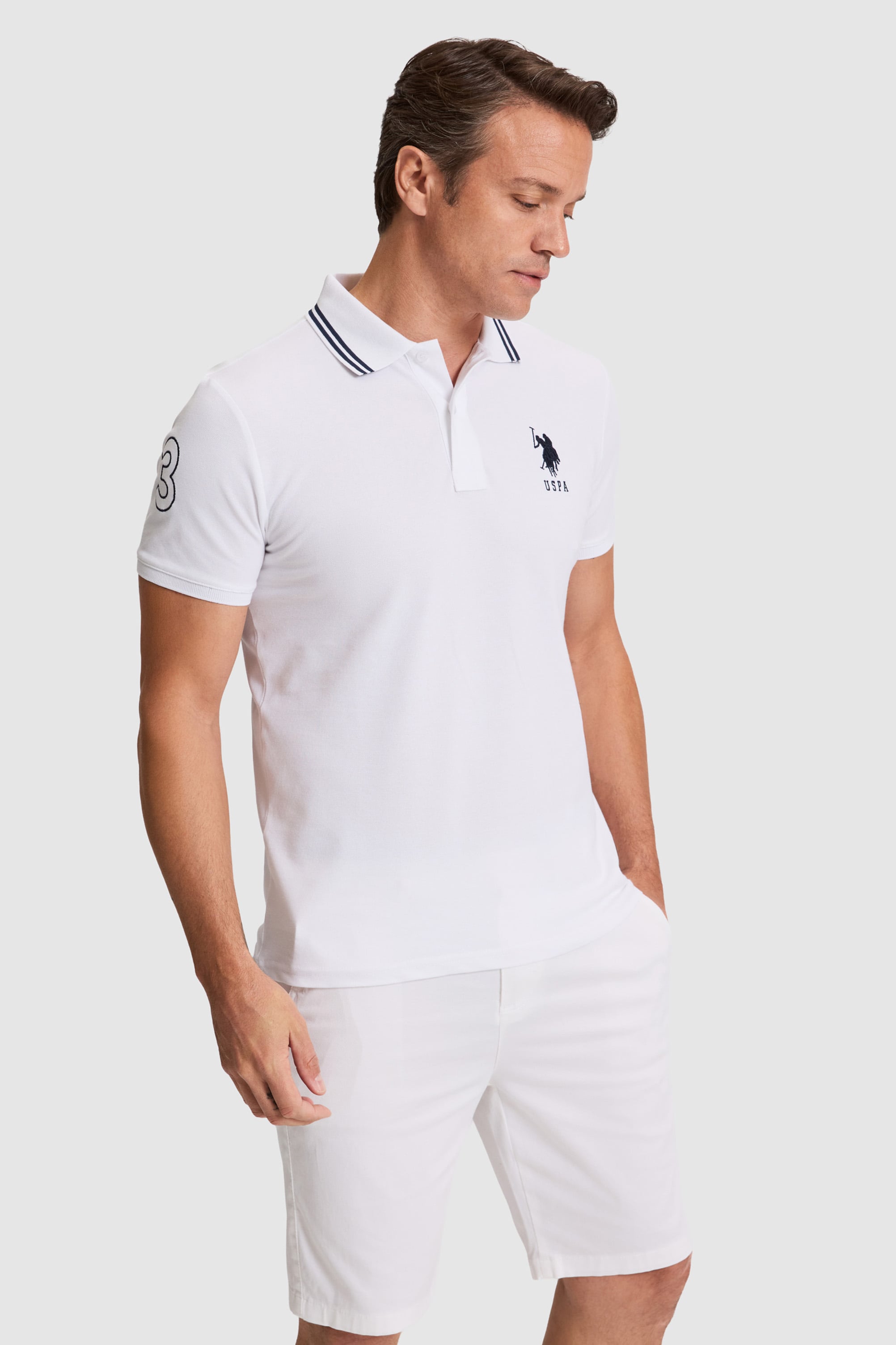 پولوشرت سفید اندامی مردانه یو اس پولو | US POLO ASSN