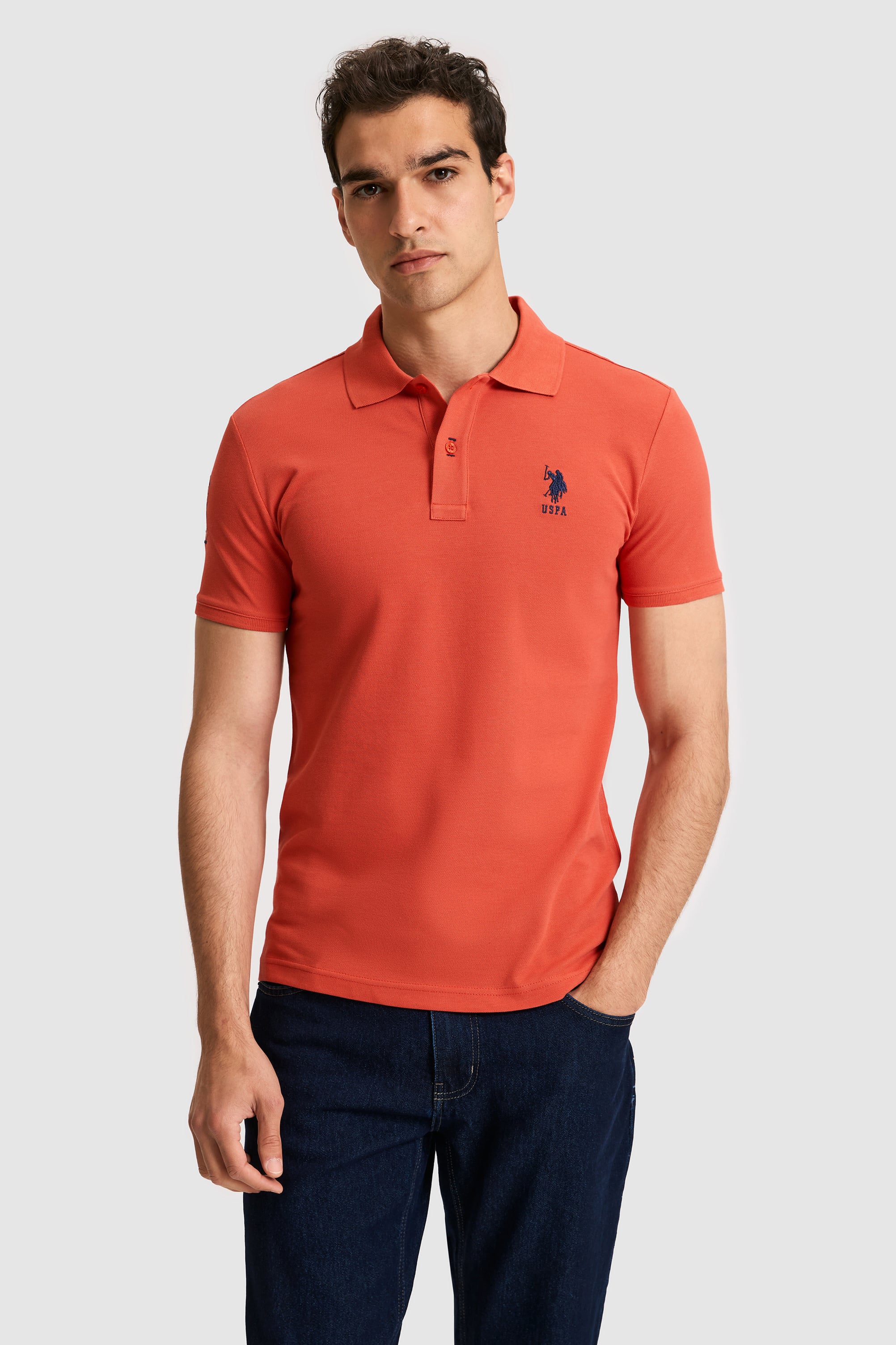 پولوشرت آجری اندامی مردانه یو اس پولو | US POLO ASSN