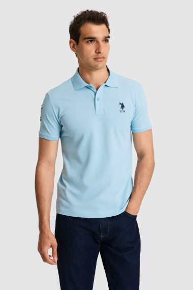 پولوشرت  آبی  اندامی  مردانه یو اس پولو | US POLO ASSN