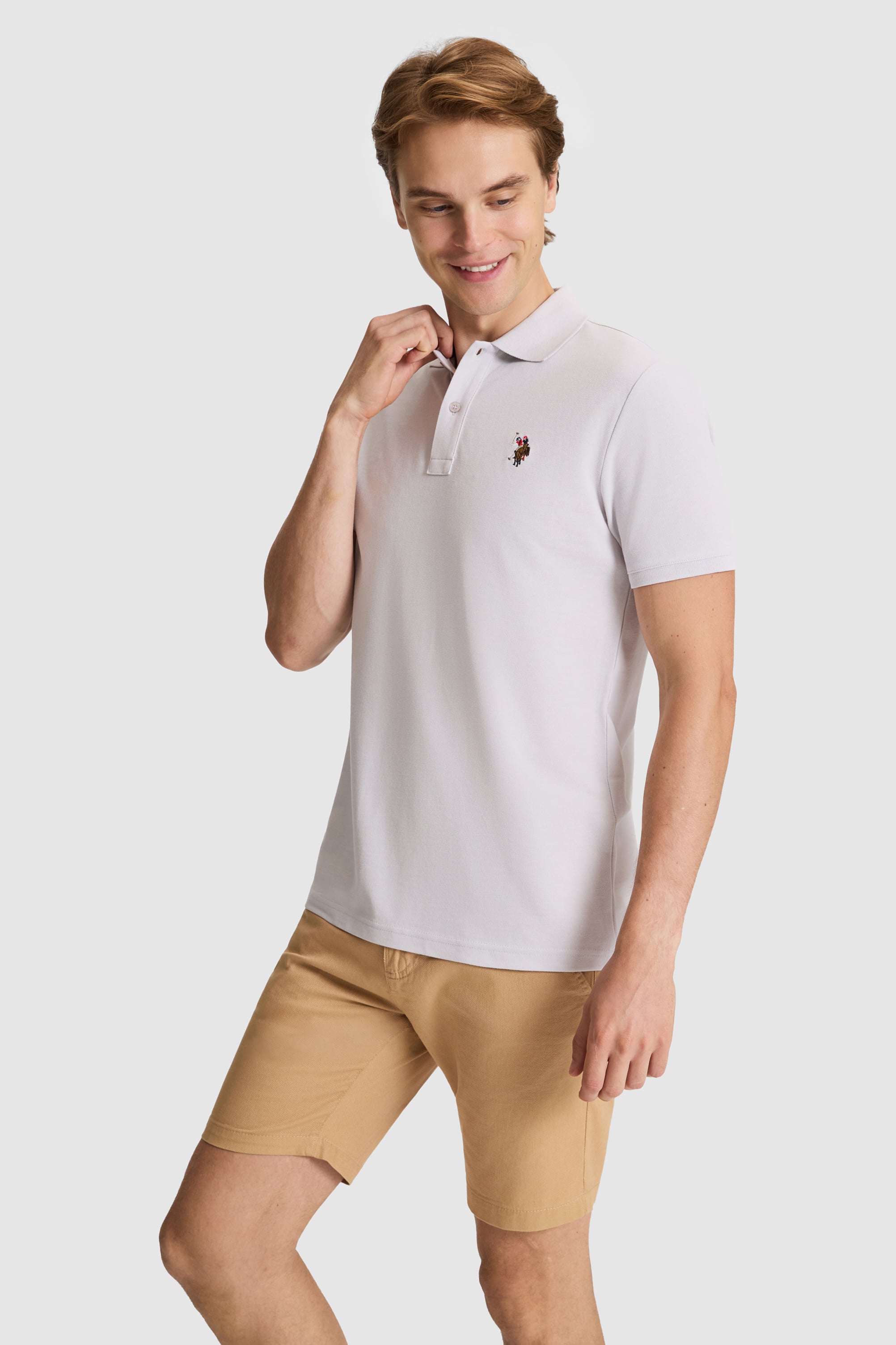 پولوشرت خاکستری روشن رگولار مردانه یو اس پولو | US POLO ASSN