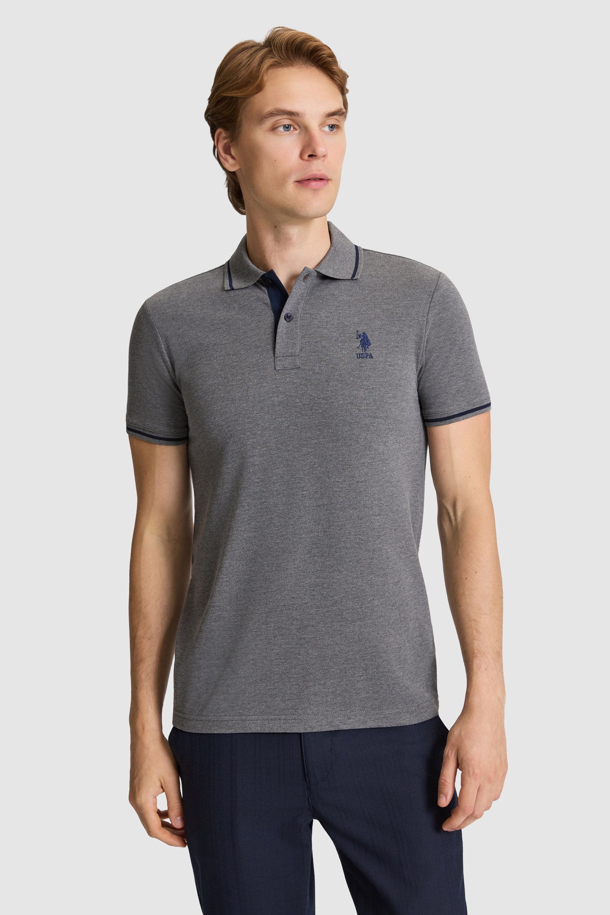 پولوشرت زغالی ملانژ اندامی مردانه یو اس پولو | US POLO ASSN