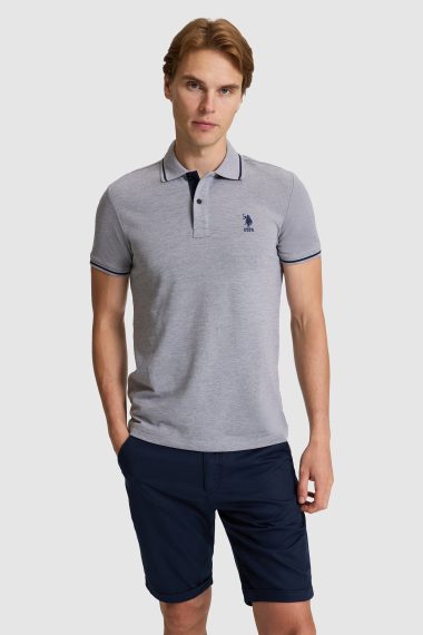 پولوشرت  خاکستری ملانژ  اندامی  مردانه یو اس پولو | US POLO ASSN