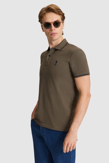 پولوشرت  خاکی تیره  اندامی  مردانه یو اس پولو | US POLO ASSN