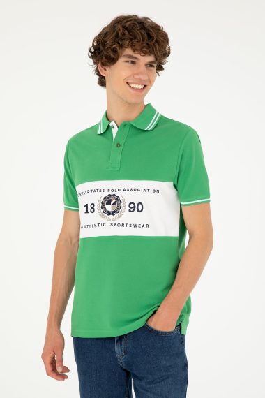 تی شرت یقه پولو سبز  رگولار آستین کوتاه مردانه یو اس پولو | US POLO ASSN