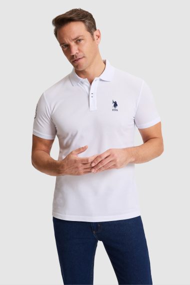 پولوشرت  سفید  اندامی  مردانه یو اس پولو | US POLO ASSN