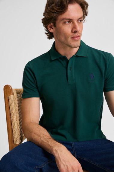پولوشرت  سبز تیره  اندامی  مردانه یو اس پولو | US POLO ASSN