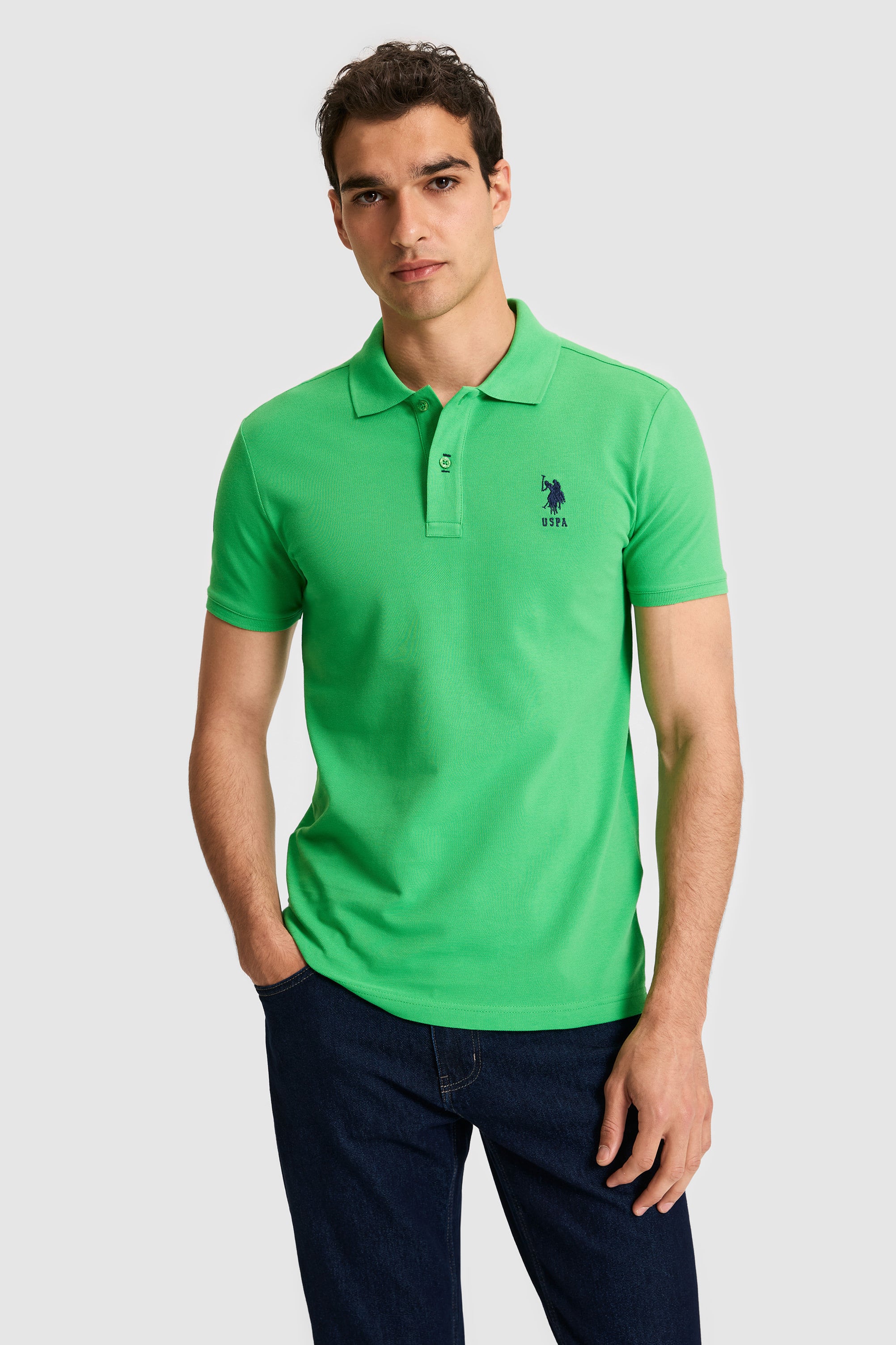 پولوشرت سبز روشن اندامی مردانه یو اس پولو | US POLO ASSN