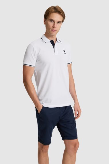 پولوشرت  سفید  اندامی  مردانه یو اس پولو | US POLO ASSN