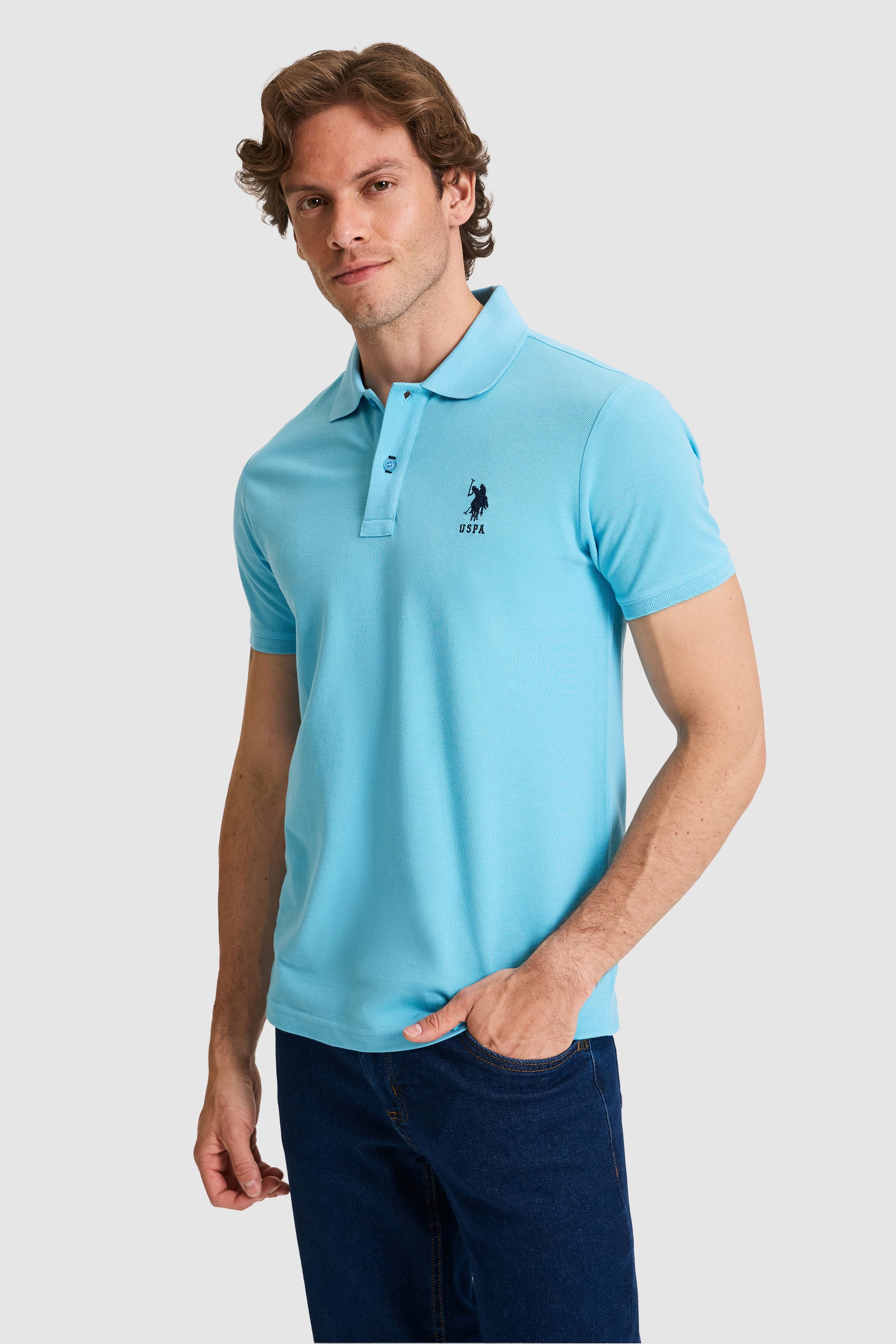 پولوشرت نیلی اندامی مردانه یو اس پولو | US POLO ASSN