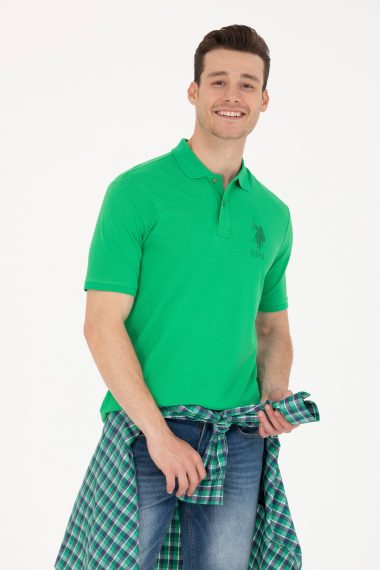 پولوشرت یقه پولو سبز  رگولار آستین کوتاه مردانه یو اس پولو | US POLO ASSN