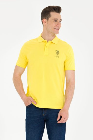 پولوشرت یقه پولو زرد تیره  رگولار آستین کوتاه مردانه یو اس پولو | US POLO ASSN