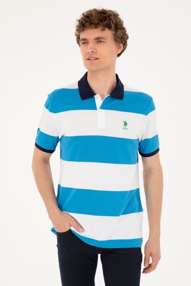 پولوشرت یقه پولو آبی  رگولار آستین کوتاه مردانه یو اس پولو | US POLO ASSN