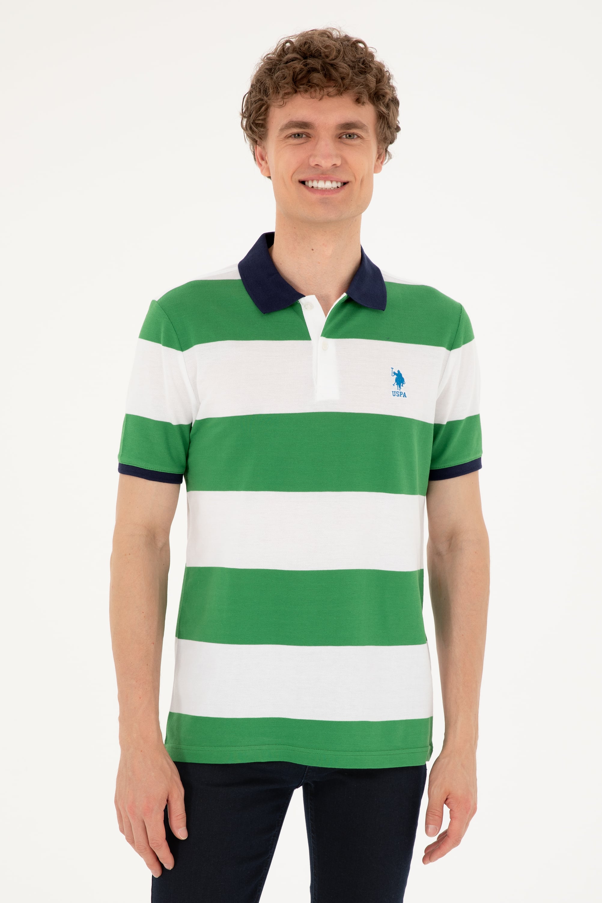 پولوشرت یقه پولو سبز رگولار آستین کوتاه مردانه یو اس پولو | US POLO ASSN