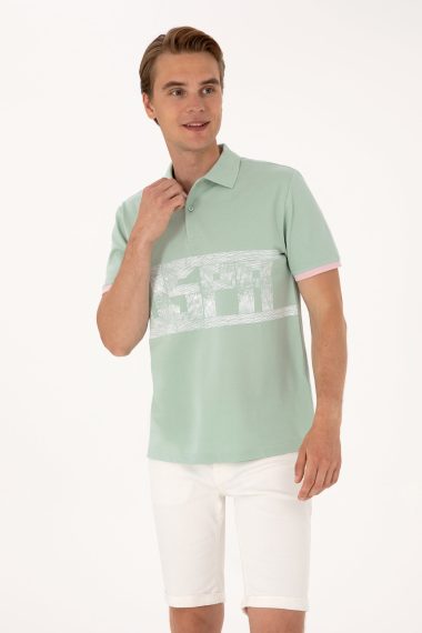 پولوشرت یقه پولو سبزآبی  رگولار  مردانه یو اس پولو | US POLO ASSN