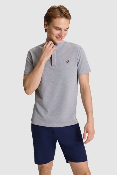 تی شرت یقه دیپلمات  خاکستری ملانژ  رگولار  مردانه یو اس پولو | US POLO ASSN